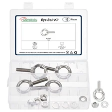 Shoulder Eye Bolt with Washers & Nuts (M10x40mm) 4Set, 304 Stainless Steel