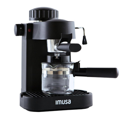 IMUSA Electric Espresso Cappuccino Maker 4 Cup Capacity with Milk Frother Black