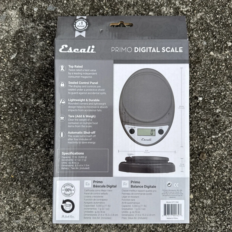 NUEVA Báscula Digital Portátil Escali P115-M-NSF Primo Metálica/Gris Oscuro 11 lb Foto 2 de 2