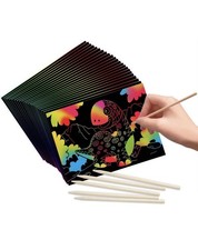 30 Scratch Art Rainbow Paper Scratchboard for Kids Craft Drawing Writing