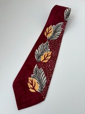 Vintage 40s 50s HABAND Tie Necktie Maroon Leaves No. 23332 Mail Order L51