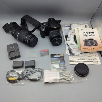 CANON EOS REBEL XTI 400D DSLR DIGITAL CAMERA KIT 2 LENSES 18-55 75-300 & Case