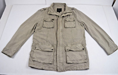 Mens Jacket Marc Anthony Pale Gray Size L Heavy Duty Cotton Canvas Full Zip