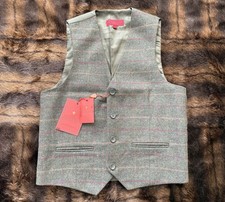 GIOBERTI VTG Vest Gray Green Waistcoat Size 12 Double Sided Rare Suit