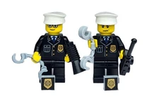 NEW LEGO® 2 City police officer Minifigs Minifigure Formal Suit Badge Handcuffs 