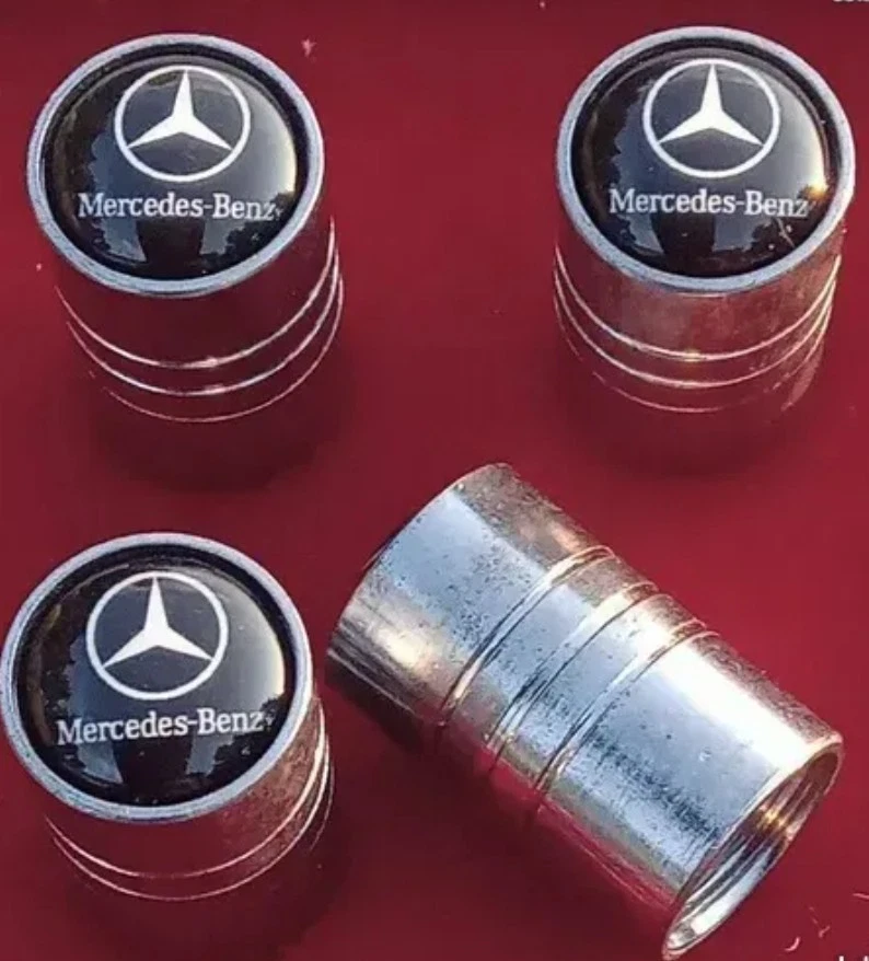 Lot 4 Bouchon De Valve chromé Logo Mercedes-Benz