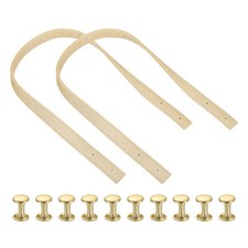 2Pcs PU Leather Purse Strap, 23.6" Short Bag Strap with Gold Rivets, Gold