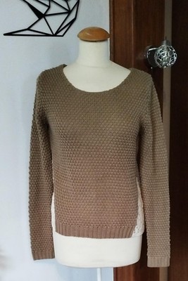 Sparpullover beige mit Spitze an den Seiten Gr. 36 38