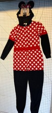 Disney Minnie Mouse Hoodie One Piece Pajamas PJs Medium M 8/10 Costume Zipper