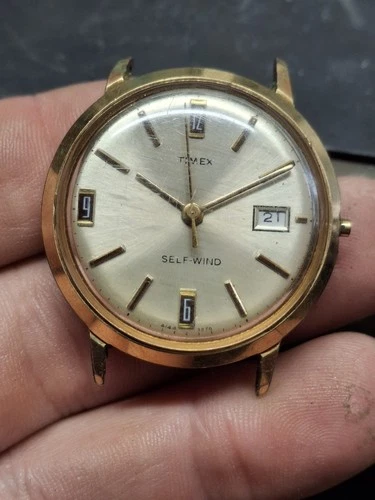 Timex Viscount 1970 Gold Tone Mens Vintage 1970s Automatic Self Winding Watch...