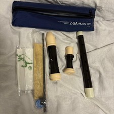 ZEN-ON Z-5A Altblockflöte Schwarz & Creme mit Koffer & Reinigungszubehör 33b