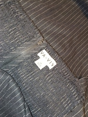 Ava & Viv Gray Pinstripe Fit & Flare Dress 2X Plus Sleeveless Zip Knee