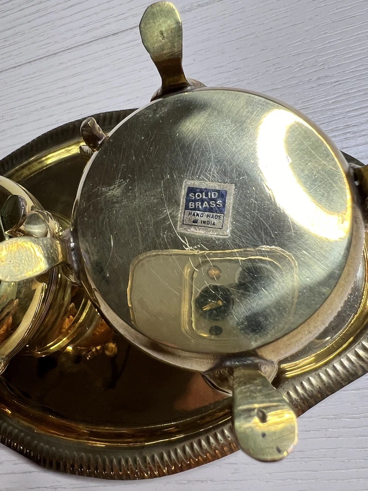 Vintage Solid Brass Cream & Sugar Set Rosenthal & Netter #11-65 No Lid - Image 4 of 4