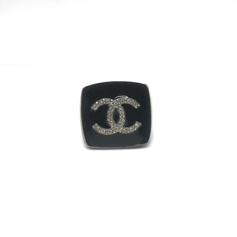 Chanel A21 Crystal CC Square Ring Black Enamel Größe 5,5 - Bild 3 von 4