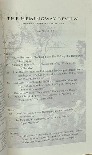 The Hemingway Review, Vol 27 No. 2 University Of Idaho Press Spring 2008 - Picture 3 of 8