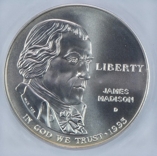 1993-D James Madison Commemorative Silver Dollar MS70 ICG - Picture 3 of 5
