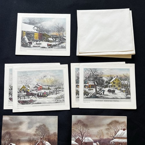 Box Currier & Ives Christmas 10 Cards W/ Envelopes by Sunshine Cards Vintage - Picture 7 of 7