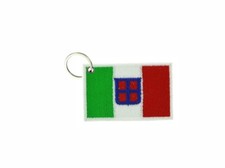 Keychain keyring embroidered embroidery patch double sided flag italy navy