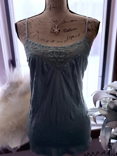 J.t.b blau Boho Cami Tank Top Medium, Perlen, Y2K, Fairy Core, Strand, Club - Bild 14 von 24
