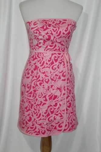 Vestido para mujer Lilly Pulitzer sin tirantes rosa cachemira elástico imitación envoltura talla 0 - Imagen 11 de 12