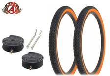 ALTA BICYCLE WIRE BEAD TIRES 26 x2.125 BLACK/ORANGE HEAVY DUTY DIAMON 6pc SET.