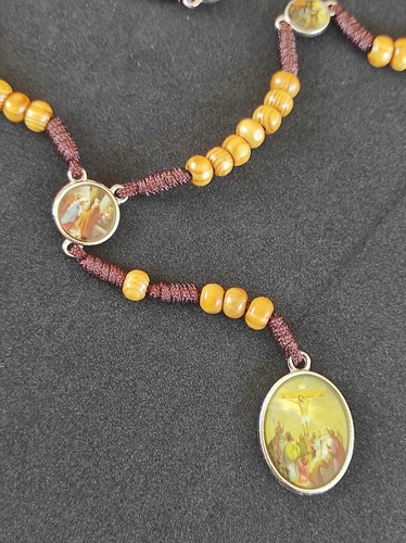 Catholic Seven Sorrows Rosary Our Lady Of The Mater Dolorosa Olive Wood Beads - Picture 5 of 7