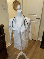 Doctor's Lab Coat w/Stethoscope Unisex Costume Childs Medium 8-10 EUC