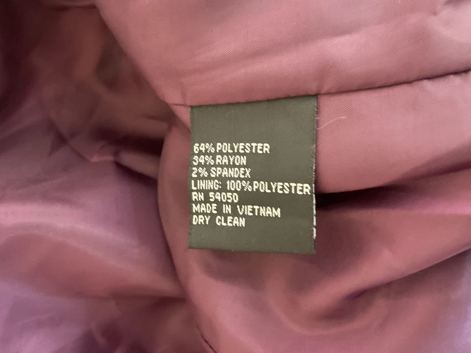 Kasper Pea Coat Womens 4 Purple Lined Stretch Long Sleeve Notch Lapel Outwear - Image 4 of 4