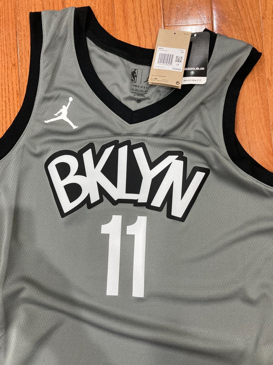 Nike Jordan Men Brooklyn Nets Kyrie Irving #11 Grey 2020-21 NBA