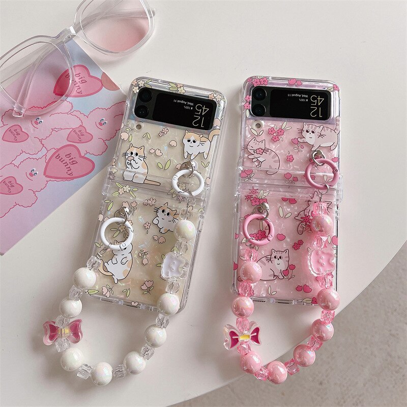 Flower Cat Cute Clear Phone Case for Samsung Galaxy Z Flip 6