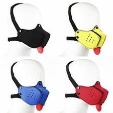 Womens Red Tongued Dog Puppy Inspired Lightweight Fun Cosplay Hood Face Mask 