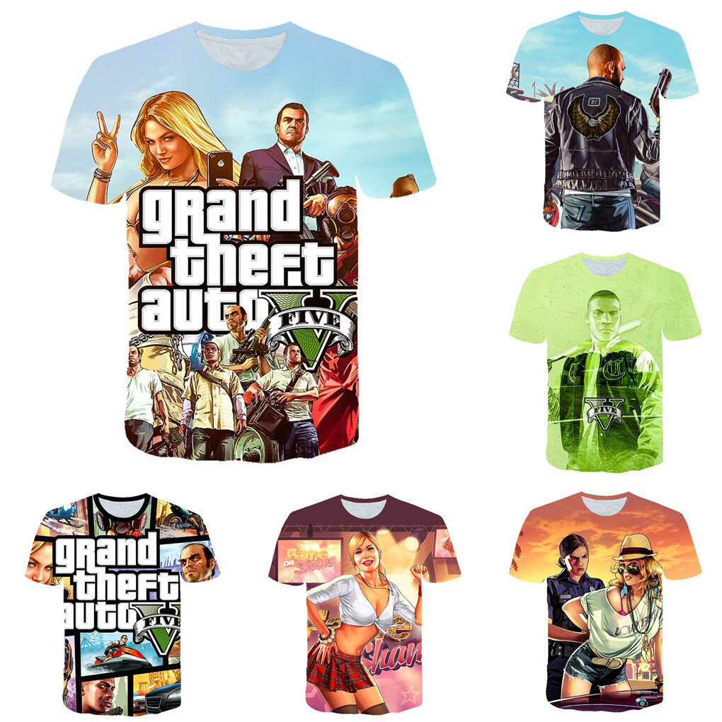 Statue Maglietta Gta Grand Theft Auto GTA5 Unisex KIDS/ADULTS 3D