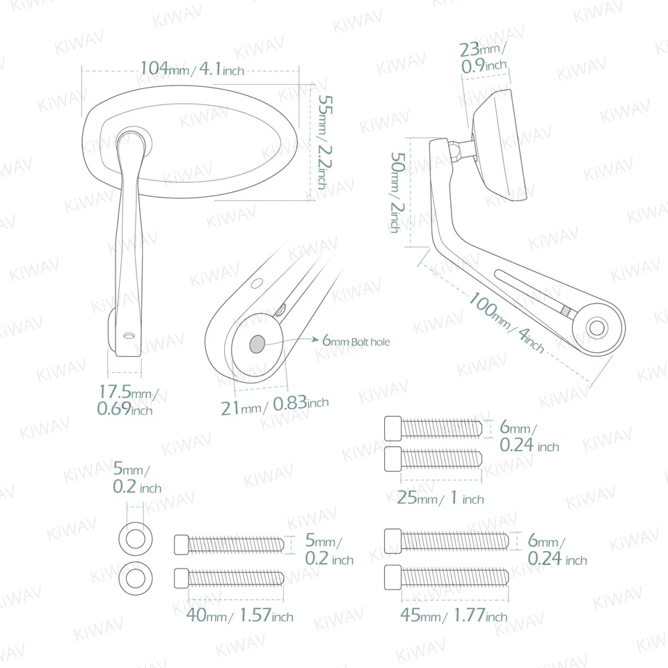 Концевые зеркала мини овальные черные TRUSTI M5 для Triumph America Speedmaster - Изображение 2 из 4