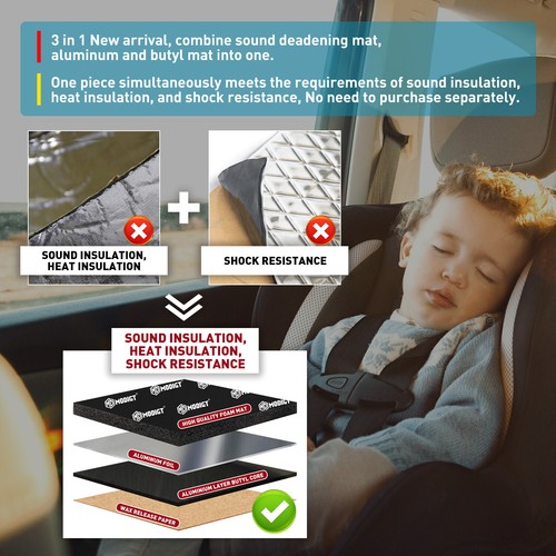 Butyl Sound Deadener Foam Roll 50% Thicker Heat Proof Auto Noise Insulation Mat - Picture 3 of 29