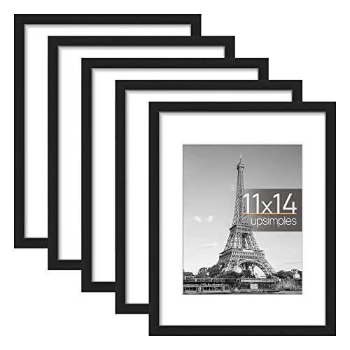 Picture Frames 11x14 Matted 8x10 Set of 5 Frames Lot Black Poster Frame Collage-image
