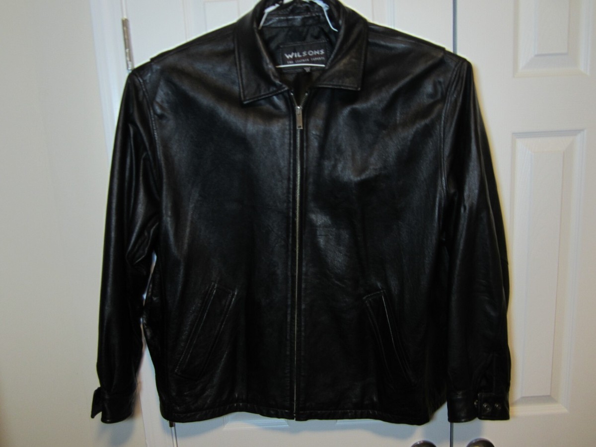 Wilson Leather Jacket Men's Size 2X, RN69426 Black Full Zip
