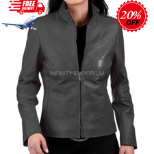 Women Real Leather Jacket Genuine Lambskin Soft Slim Biker Motorcycle Black Coat