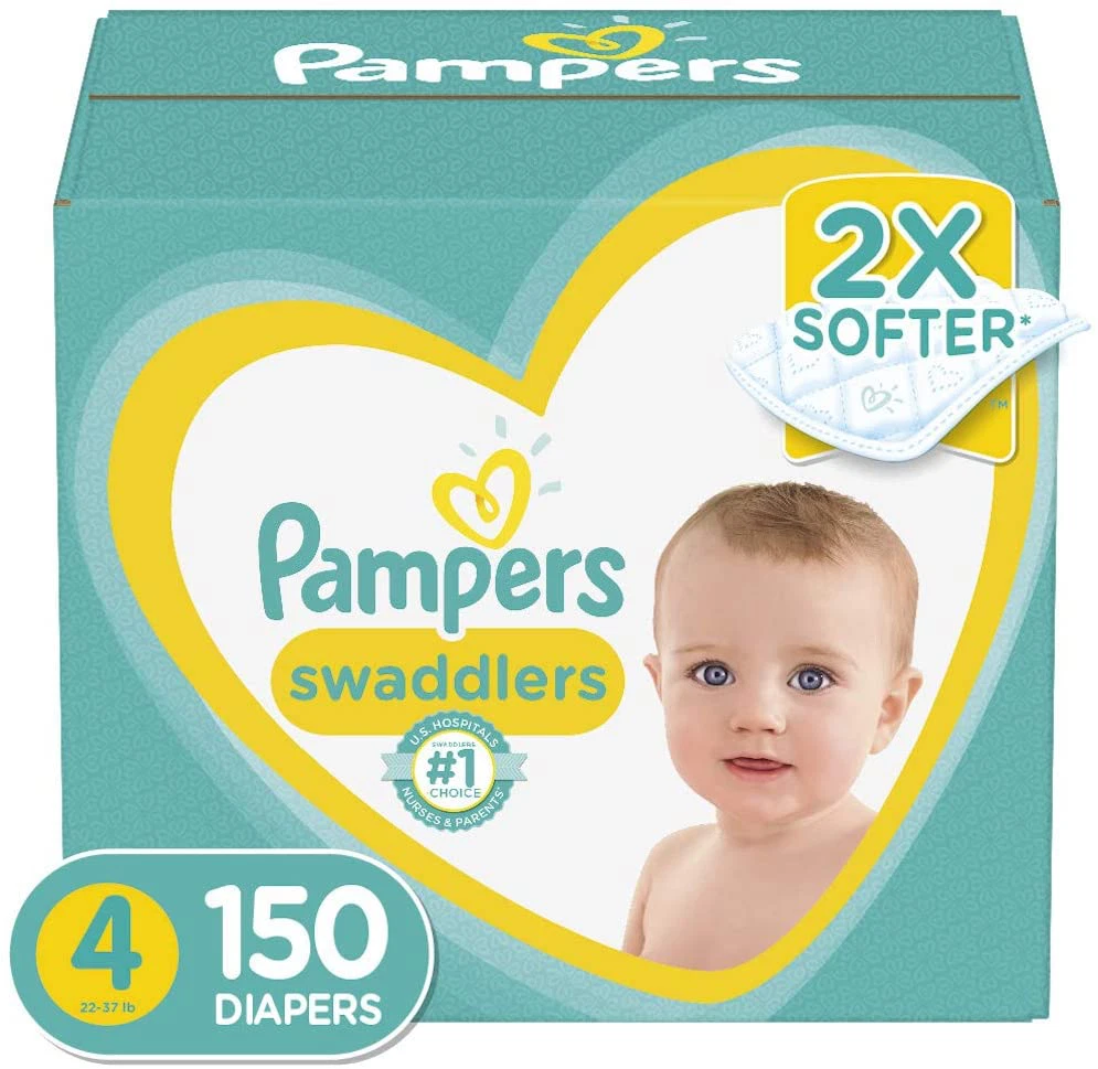 Diapers Size 4, 150 Count - Pampers Swaddlers Disposable Baby Diapers, ONE  MONTH