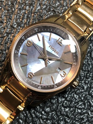 Fossil Rose Gold Tone Women's Watch Iridescent Dial Stainless