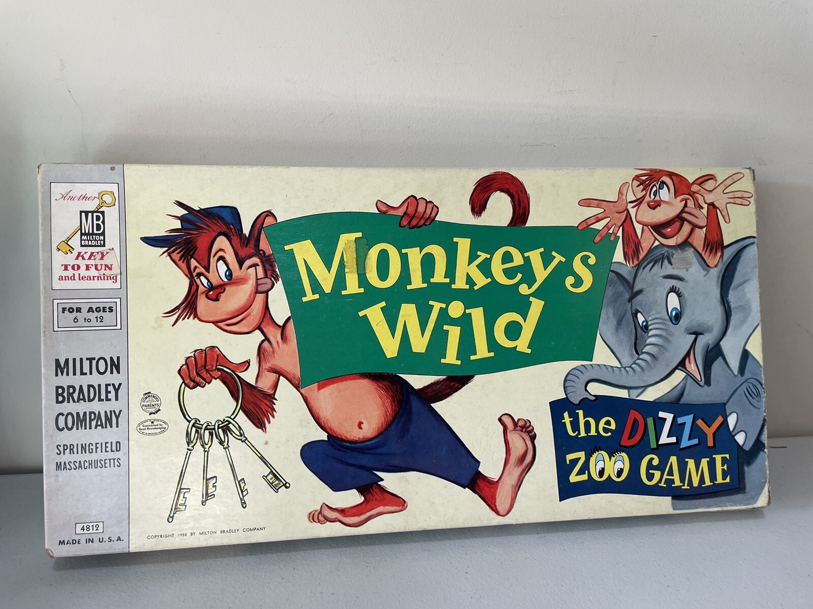 1958 Milton Bradley Monkeys Wild The Dizzy Zoo Game Fun Family Game Complete