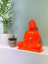 Buddha Ornament Meditating Sitting Figure Statue Figurine Orange Gloss Finish