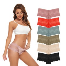6er Pack Damen Spitzenslip Spitze Unterwäsche Unterhosen Sexy Dessous Hipster