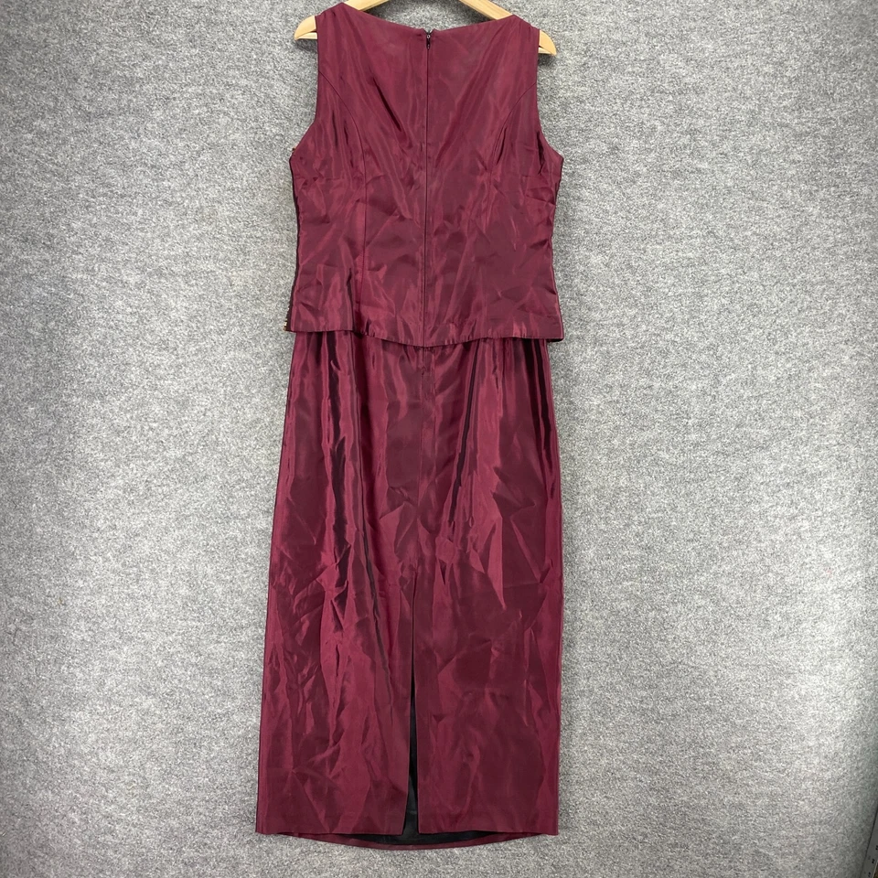 Платье женское Jessica Howard 12 красное в полоску сменное миди на молнии с подкладкой без рукавов - Изображение 2 из 4