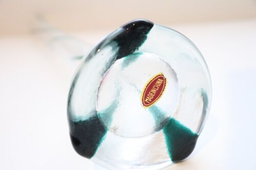 Vintage Green Art Glass Vase Stripes 18" Tall - Picture 4 of 5