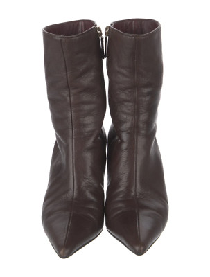 Gucci Mid-Calf Leather Heeled Dark Brown Boots Y2K Size 5