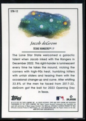 2023Topps Chrome Jacob DeGrom #STN-12 Texas Rangers | eBay