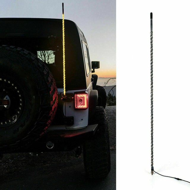Xprite 4ft CB Radio Antenna W/ Spiral LED Whip Lights Yellow for Jeep Trucks for sale online eBay