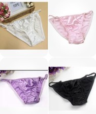 4 Pieces-Ladies/Girls 100 mulberry silk panties briefs bikinis w/bow-Size L/XL