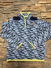 Vineyard Vines Boys T Snap Fleece Pullover Jacket Sz M 12-14 Camo Outdoors