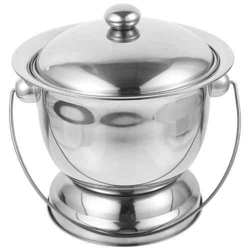 1 Set of Chamber Pot Metal Urine Bucket with Lid Portable Urinal Toilet Urine